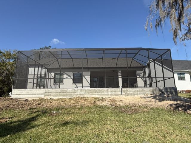 Pool cage framing, front view