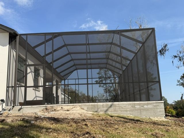 Pool cage on new construction
