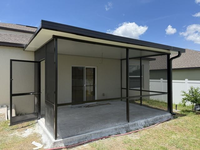 Screened patio room with insulated roof